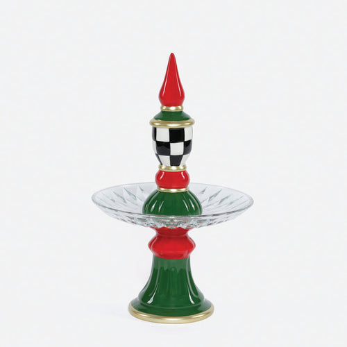 Finial Ceramic Pedestal with Glass Plate