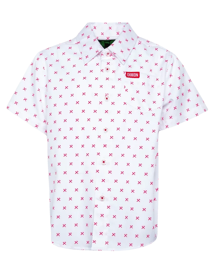 Finney Youth Short Sleeve Party Shirt - Red/White