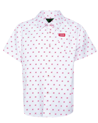Finney Youth Short Sleeve Party Shirt - Red/White