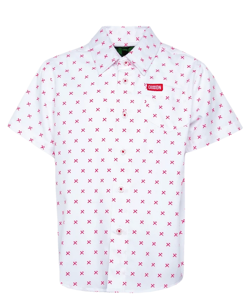 Finney Youth Short Sleeve Party Shirt - Red/White