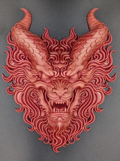 Fire Dragon Wall Sculpture – Stylized Fantasy Home Decor
