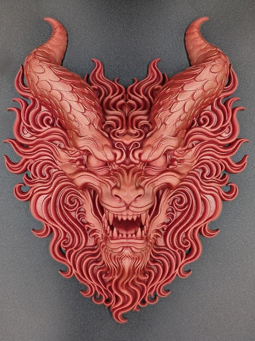 Fire Dragon Wall Sculpture – Stylized Fantasy Home Decor