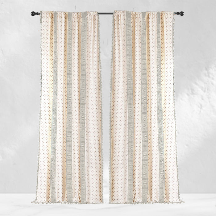 Floral Beige Crochet Curtains