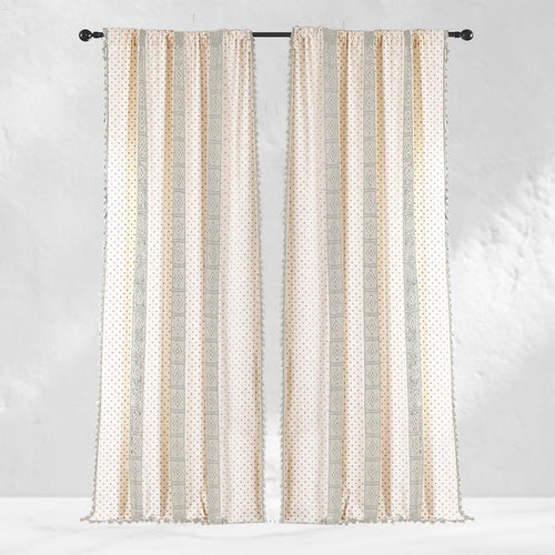 Floral Beige Crochet Curtains