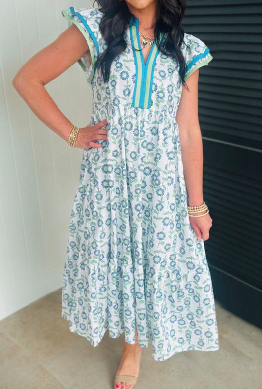 Floral w/Stripe Dress