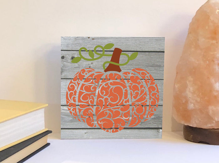 Flourish pumpkin wood sign