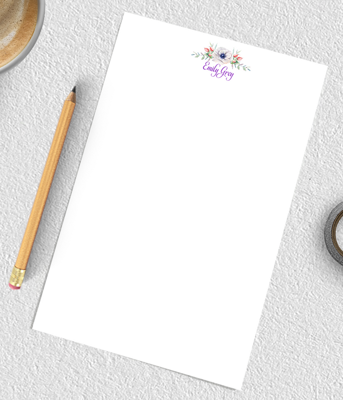 personalized floral notepad for women