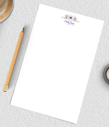personalized floral notepad for women
