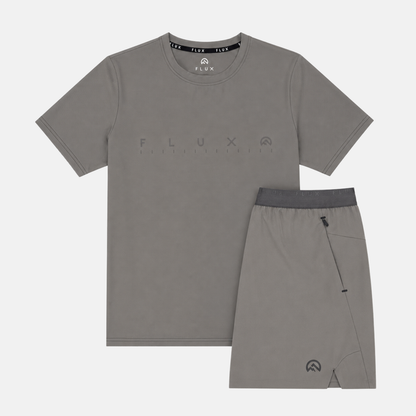 Flux Graphic Logo T-Shirt / Shorts Set - Grey/Slate