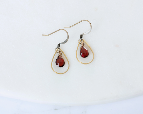 Garnet Teardrop Earrings