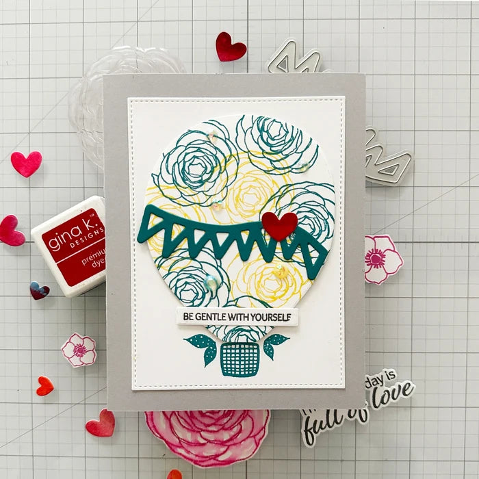Gina K. Designs - Stamp & Die Set - Lift Me Up. Lift Me Up is a set by Lisa Hetrick. This set is made of premium clear photopolymer and measures 6" X 8". These wafer thin metal-etched dies are the highest quality for your paper crafting projects. Available at Embellish Away located in Bowmanville Ontario Canada. examples by Lisa Hetrick.