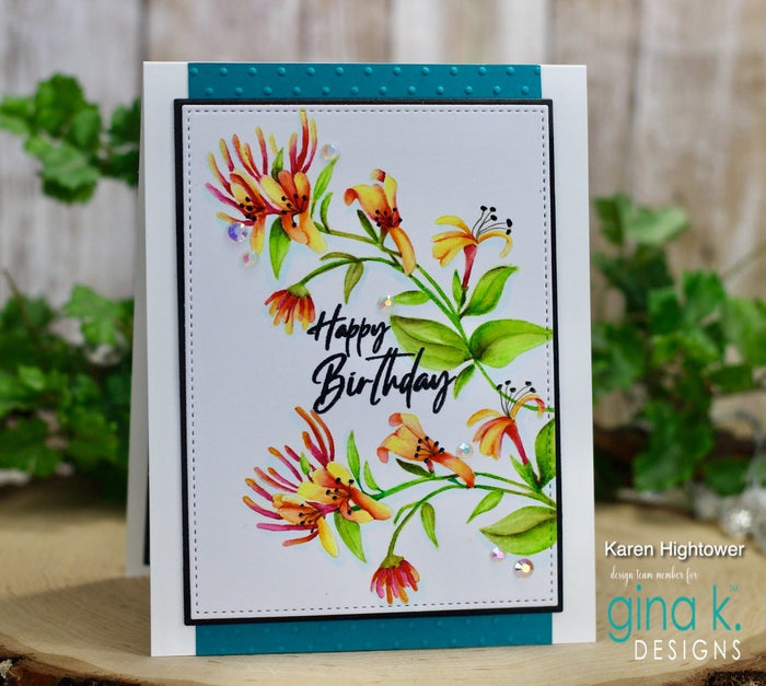 Gina K. Designs - Stamps - Antique Roses. Antique Roses is a stamp set by Hannah Drapinski. This set is made of premium clear photopolymer and measures 6" X 8".   Made in the USA. Available at Embellish Away located in Bowmanville Ontario Canada.