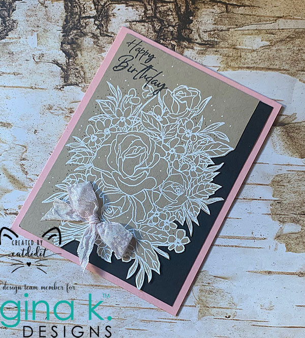 Gina K. Designs - Stamps - Antique Roses. Antique Roses is a stamp set by Hannah Drapinski. This set is made of premium clear photopolymer and measures 6" X 8".   Made in the USA. Available at Embellish Away located in Bowmanville Ontario Canada.