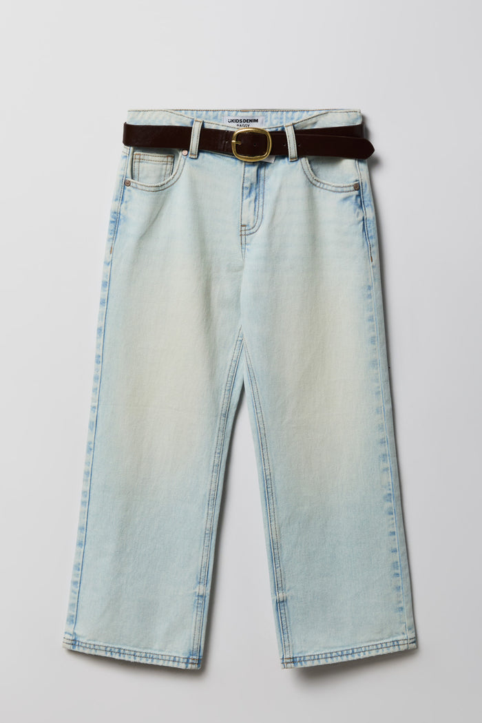 Girls Low Rise Belted Baggy Jean