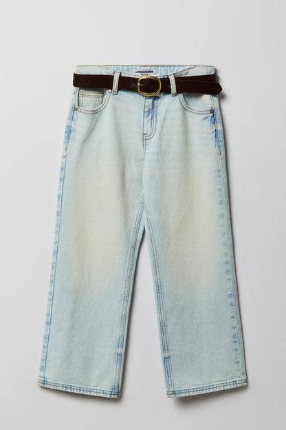 Girls Low Rise Belted Baggy Jean