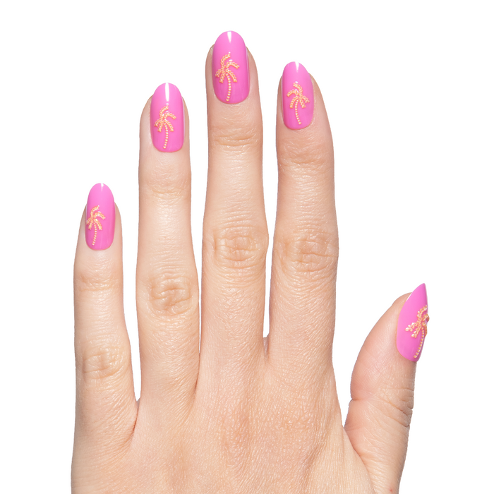 Golden Palm Pink - Press On | Medium | Oval