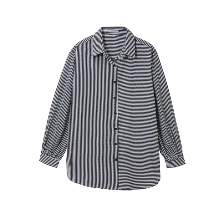 Graphic Striped Blouse (Black)