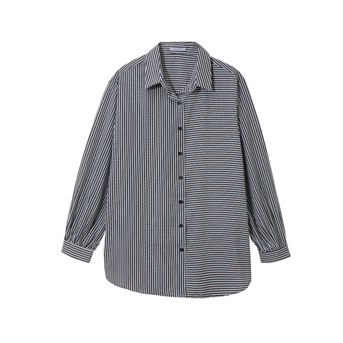 Graphic Striped Blouse (Black)