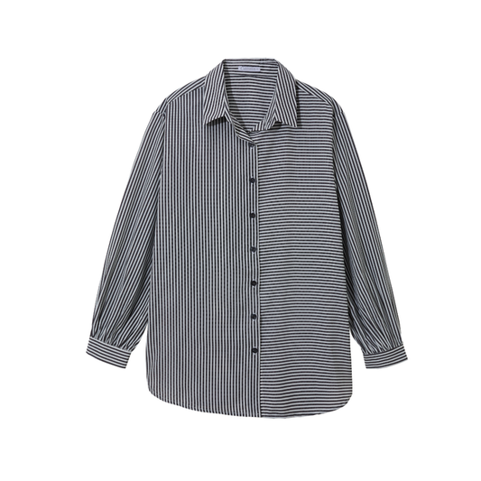 Graphic Striped Blouse (Black)
