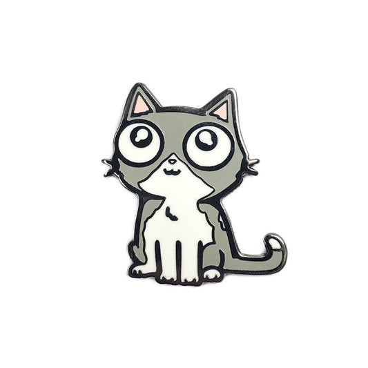 Gray Kolorspun Pins cat-shaped golf ball marker with detailed design for marking golf balls on the course.