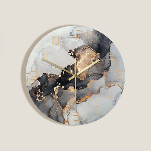 Gray Marble Style Wall Clock