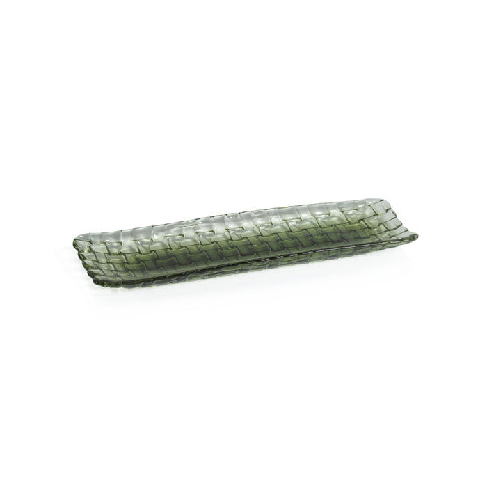 Green Braided Rectangular Glass Plate, Set of 6 - Tableware by Carlyle Avenue