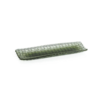 Green Braided Rectangular Glass Plate, Set of 6 - Tableware by Carlyle Avenue