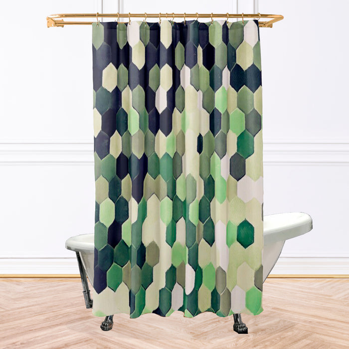 Green Hex Shower Curtain