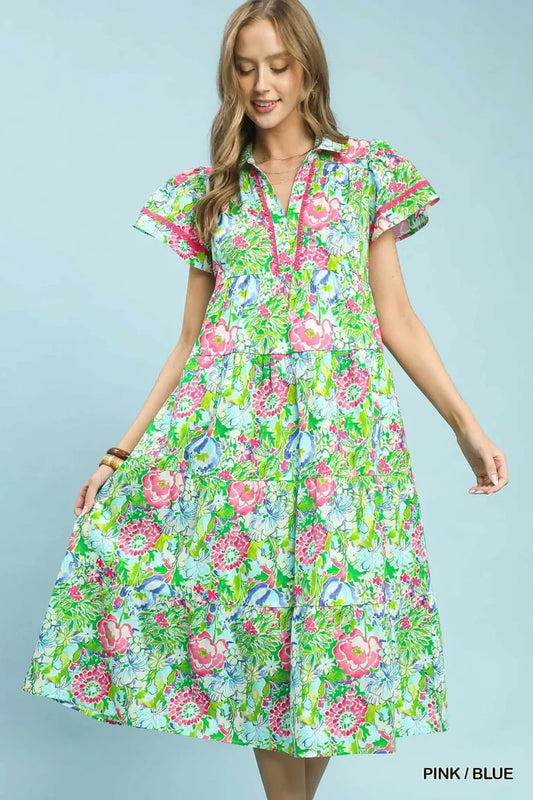 Green/Pink Floral Dress