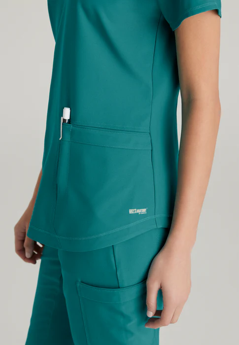 Grey's Anatomy Evolve Stretch Rhythm 2-Pocket Piped V-Neck Scrub Top