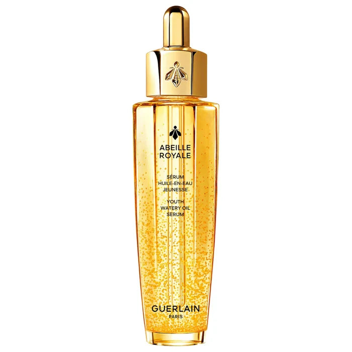 Guerlain Abeille Royale Youth Watery Oil Serum in 50ml bottle, featuring clear, watery texture and elegant packaging.