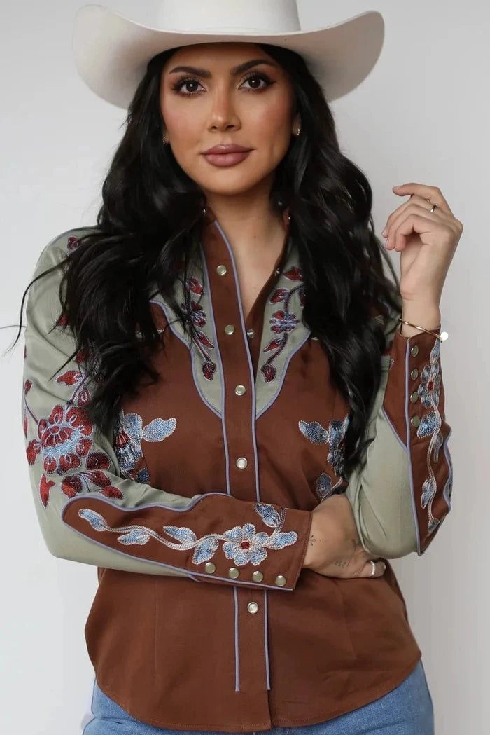 H Bar C San Antonio Women's Shirt in Brown