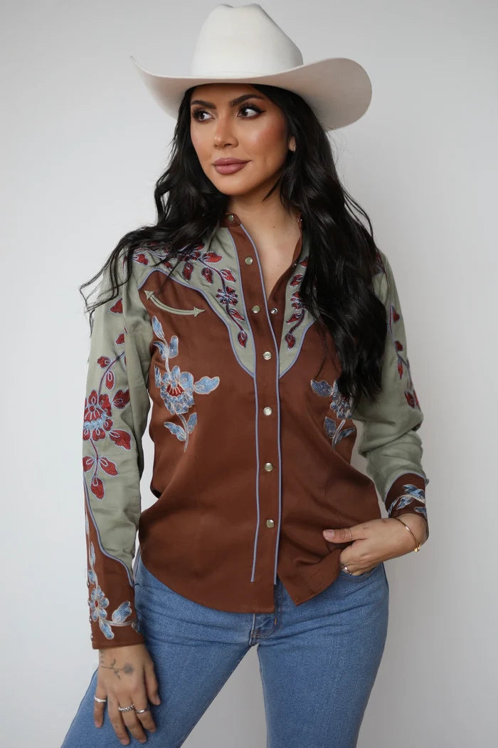 H Bar C San Antonio Women's Shirt in Brown