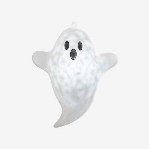 Hanging Flocked Ghost with Revolving Lights and Adapter