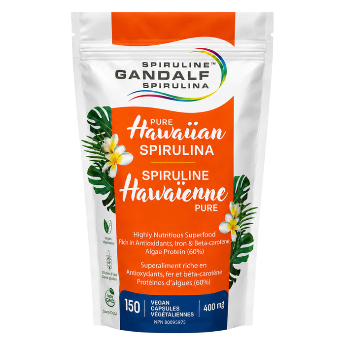Package of Gandalf Hawaiian Spirulina™ 400mg 150 Vegetable Capsules
