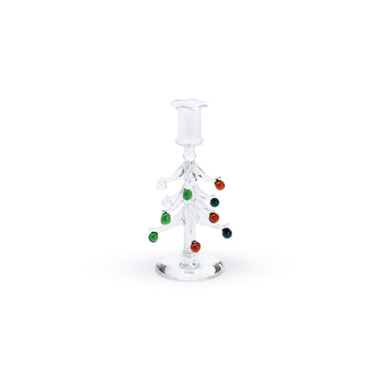 Holiday Tree Glass Taper Candle Holder
