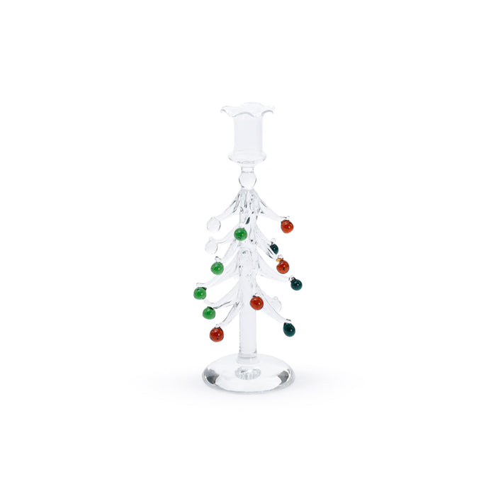 Holiday Tree Glass Taper Candle Holder