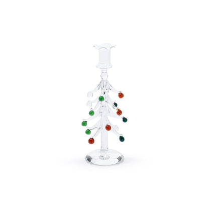 Holiday Tree Glass Taper Candle Holder