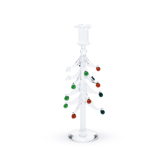 Holiday Tree Glass Taper Candle Holder