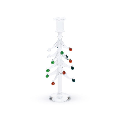 Holiday Tree Glass Taper Candle Holder