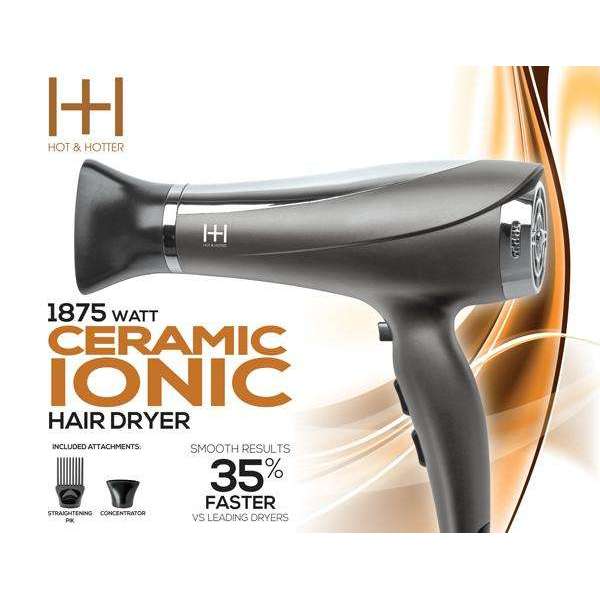Hot & Hotter 1875 Watt Ceramic Ionic Hair Dryer, 1 Count, Grey