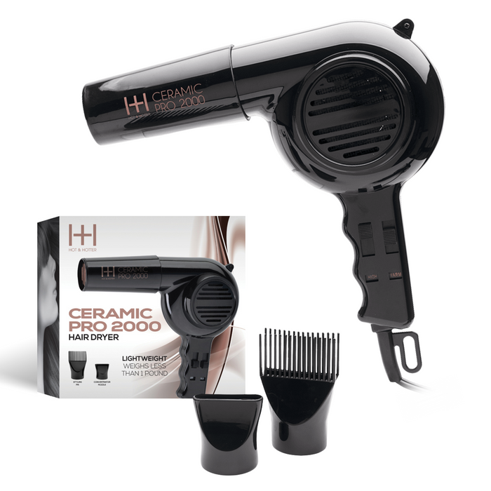 Hot & Hotter Ceramic Pro-2000 Dryer, 1 Count, Black