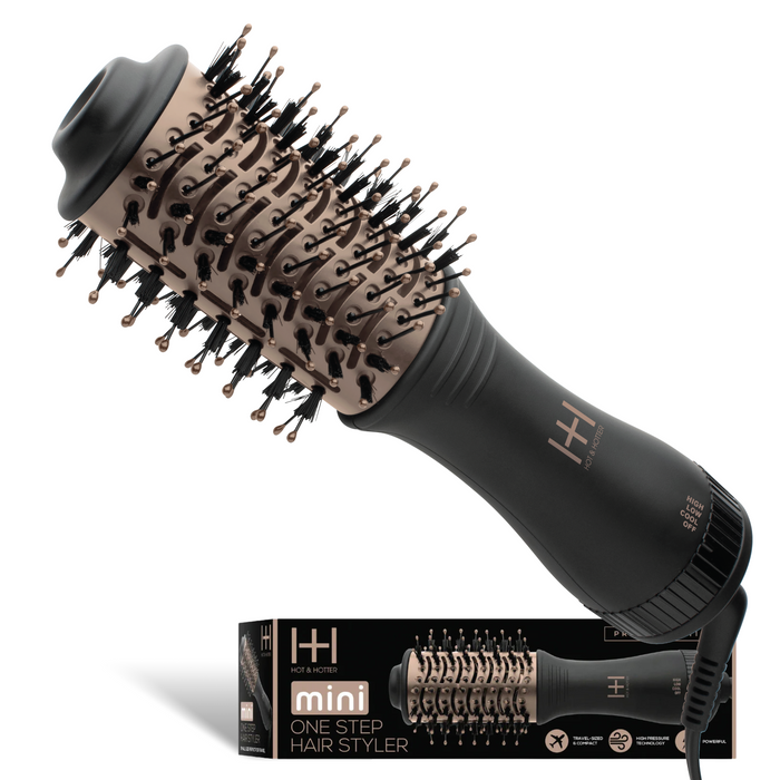 Hot & Hotter Mini One Step Hair Styler Dryer, 1 Count, Black & Rose Gold