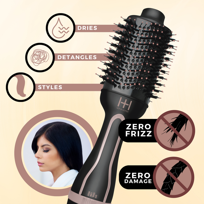 Hot & Hotter One-Step Ceramic Hair Styler & Dryer, 1 Count, Black