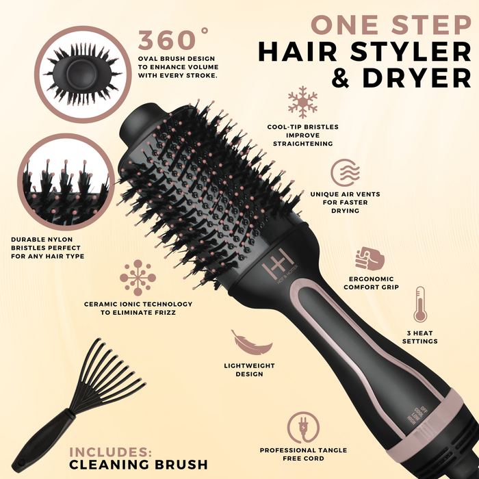 Hot & Hotter One-Step Ceramic Hair Styler & Dryer, 1 Count, Black