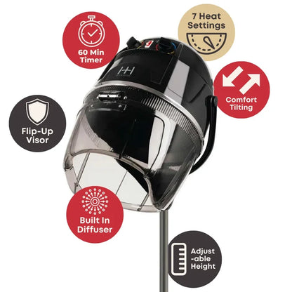 Hot & Hotter Turbo 3000 Professional Salon Hood Dryer, 1 Count, Black
