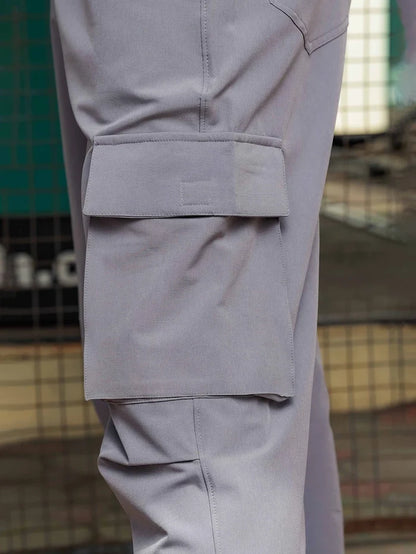 House Of Koala Baggy Fit Grey Parachute Cargo Trousers
