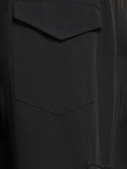 House Of Koala Black Baggy Fit Parachute Cargo Trousers