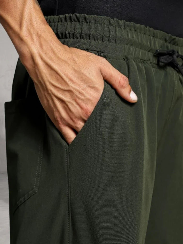 House Of Koala Olive Baggy Fit Parachute Cargo Trousers