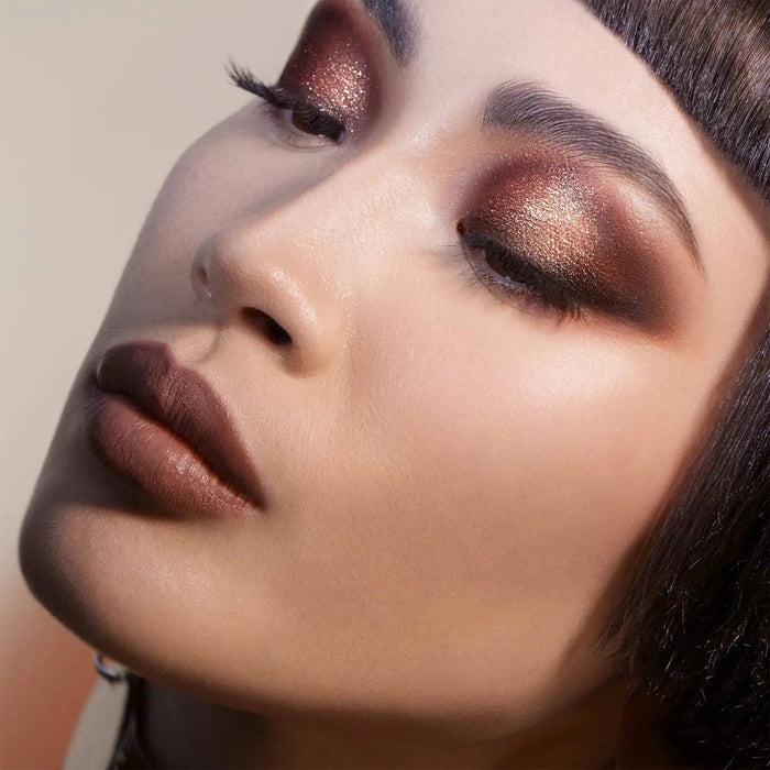 I Need a Warm Eyeshadow Palette model look on a light background.